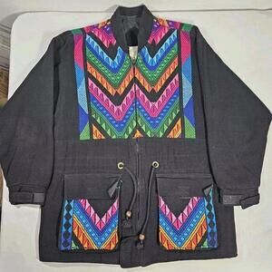 Vintage Catalinas 1960s USA Boho Rainbow Colored Embroidered Jacket